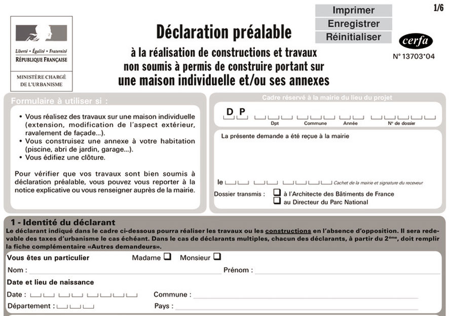 Déclaration préalable de travaux (DP)